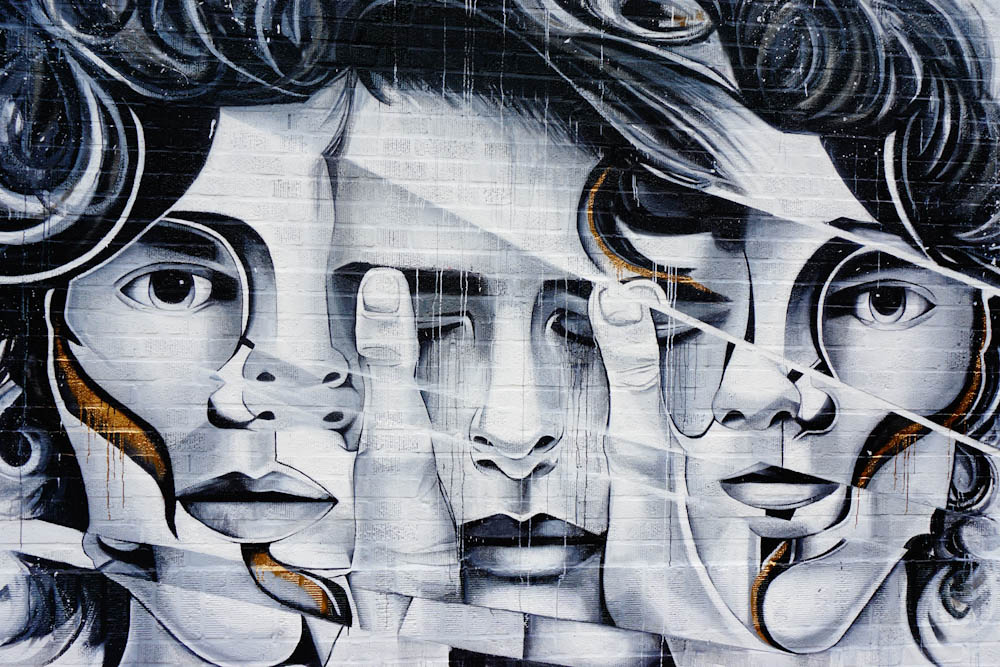 Street art of a man's face